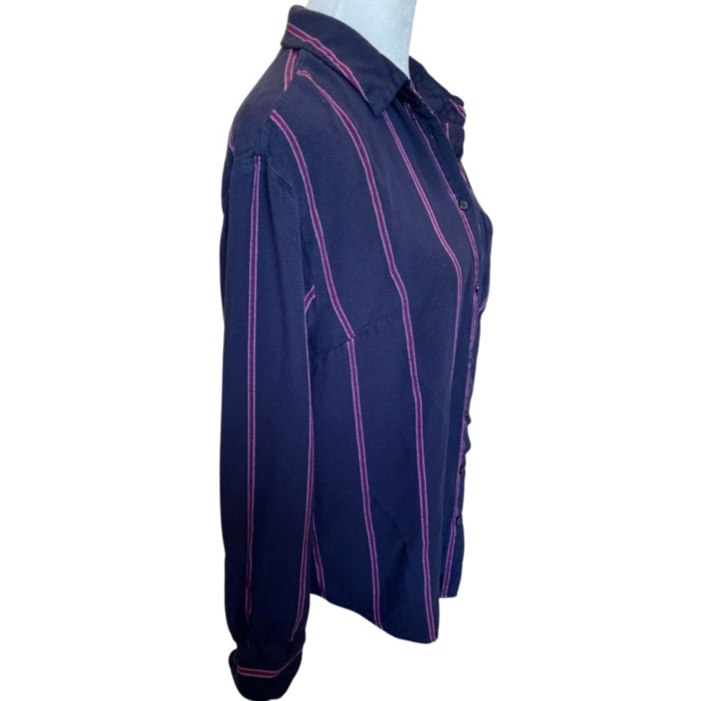 A New Day blue and purple vertical striped button up XL - Picture 2 of 6